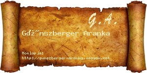 Günszberger Aranka névjegykártya
